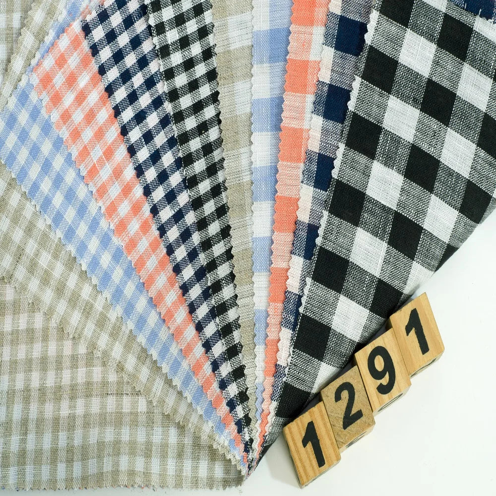 In Stock Pure 100% Flax Linen Fabric Breathable 135gsm 135CM Soft Woven  Yarn Dyed Plaid French Linen Fabric Shirts Dresses