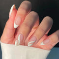 24pcs/set Short ABS Stiletto Fake Nails Tips Wave Artificial Nails Full Cover Almond Press on False Nail Art Tips