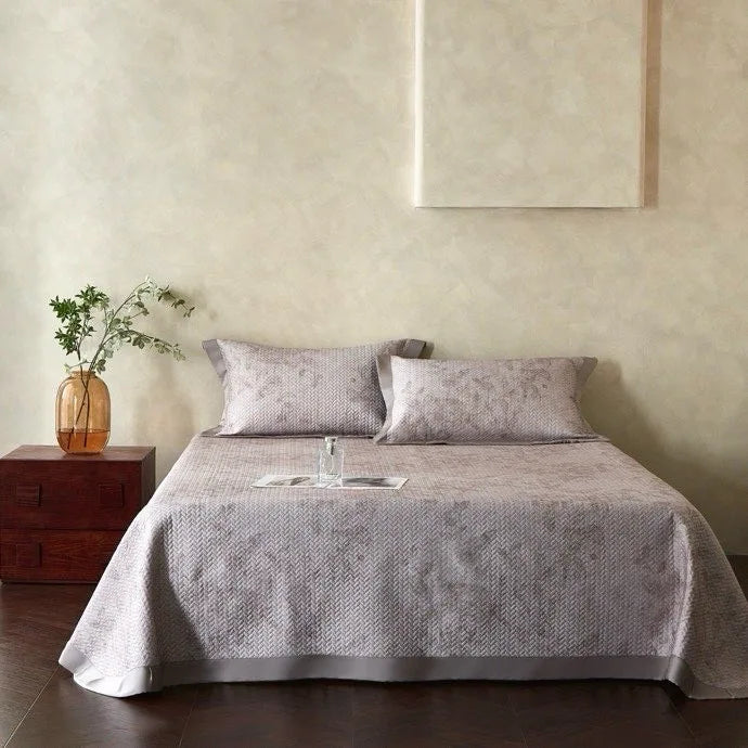 ODM/OEM Purple Bamboo Lyocell Fiber Home Textiles 3 Pcs Bedding Set Printed Bamboo Mat