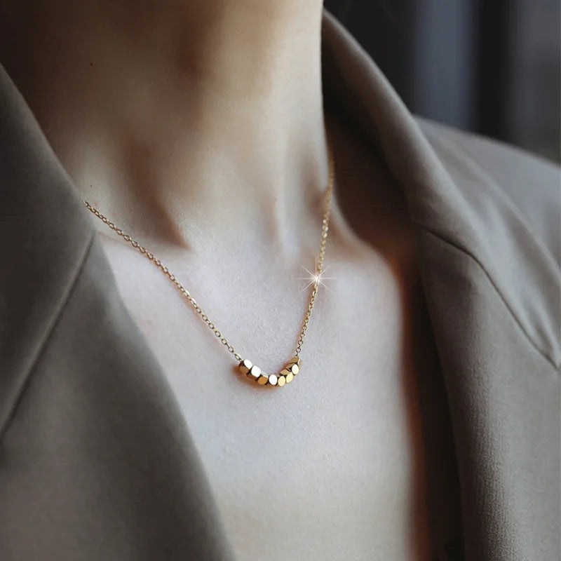 18K Gold Plated Stainless Steel Square Necklace Women Advanced Fashion Geometric Pendant Jewelry for Girls