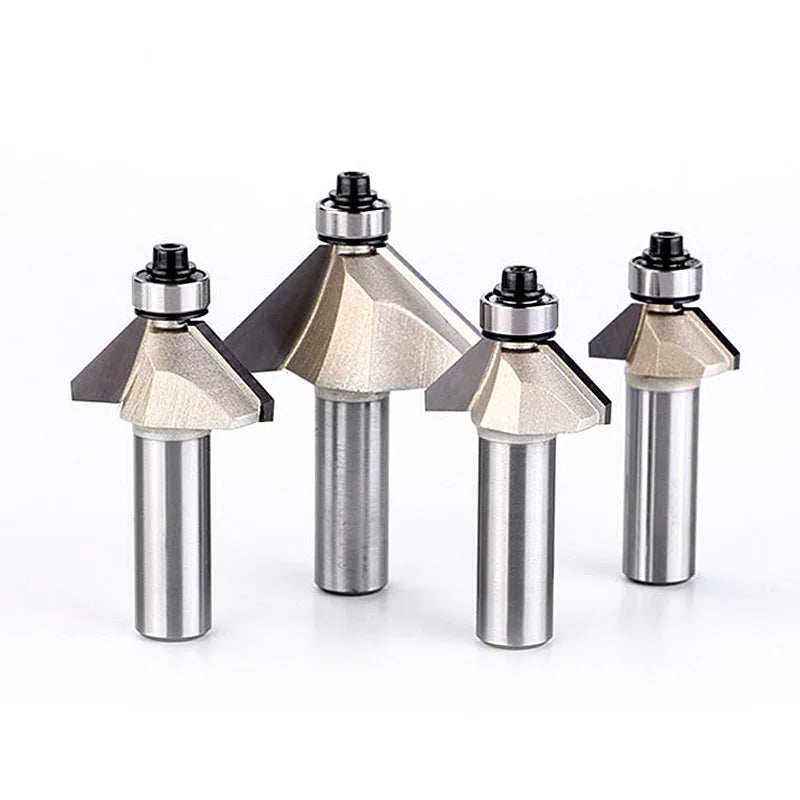 OEM 1/2 Shank 45 Degree Edge Chamfering Router Bits With Bearing Cnc Cutting Tools Woodworking  Chamfer Cutter  With Bearing