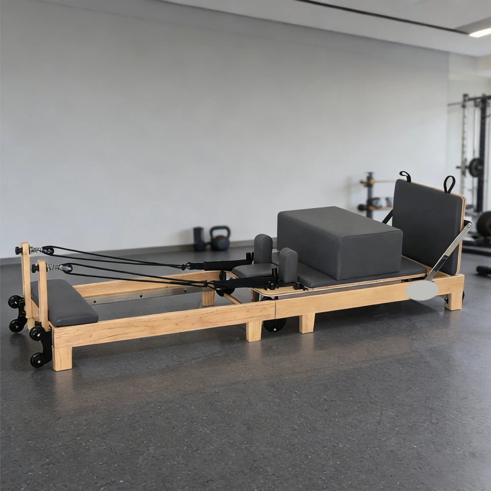 Cheapest Foldable and Lightweight Oak Wood Pilates Reformer to Adjust Body Posture