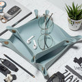 PU Leather Valet Tray Catchall Organizer Soft Portable Desk Organizer for Office Home School Living Room for Jewelry Storage