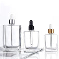 100ml Clear Paint Frosted Black Square Rectangle Glass Dropper Bottles 15ml 30ml 50ml 100ml Flat for Skin Care Cream Mascara