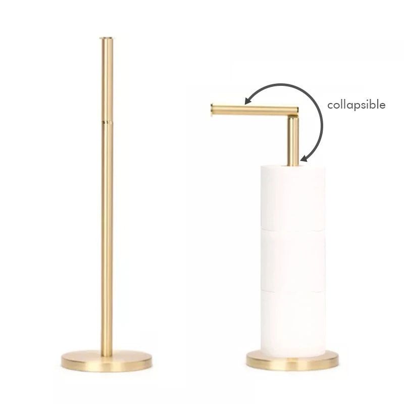 Modern Freestanding Stainless Steel SUS304 Eco-Friendly Toilet Paper Roll Holder 3-Year Warranty for Bathroom Kitchen Brushed