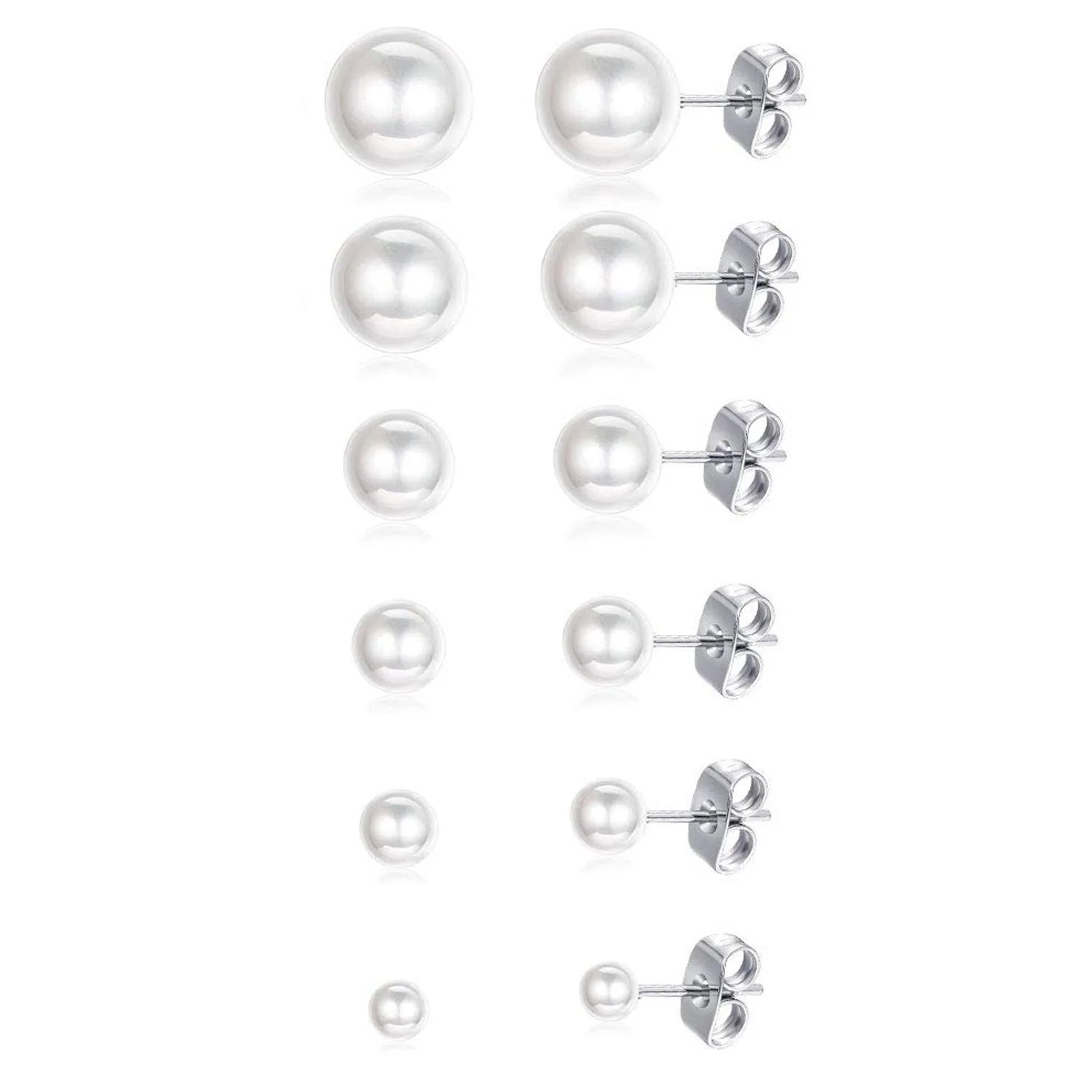 Sparkling Diamond Accessories Stainless Steel Earrings Temperament Round Ball Pearl Earrings Gifts for Women Girls