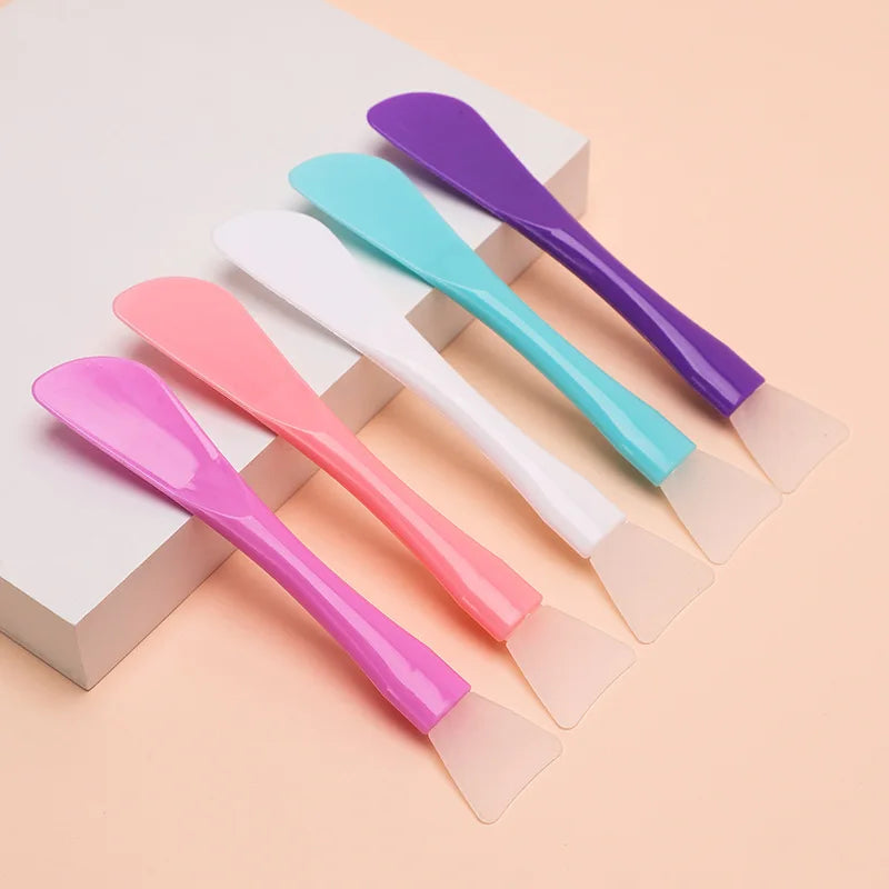 Dual-End Face Masking Applicator Fan Brush Style Silicone Cosmetic Mask Brush with Scraper for Skin Care Beauty Tools
