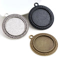 25mm Inner Size Antique Silver Plated Bronze Black Simple Vintage Cabochon Base Setting Charms Pendant