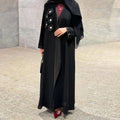 Latest Design 3D Flowers Decoration Muslim Clothes Dubai Women Open Abaya Islamic Cardigan