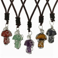 Custom Boys Girls Crystal Stone Gemstone Rope Necklace Fashion Healing Natural Stone Jewelry Mushroom Pendant Necklaces