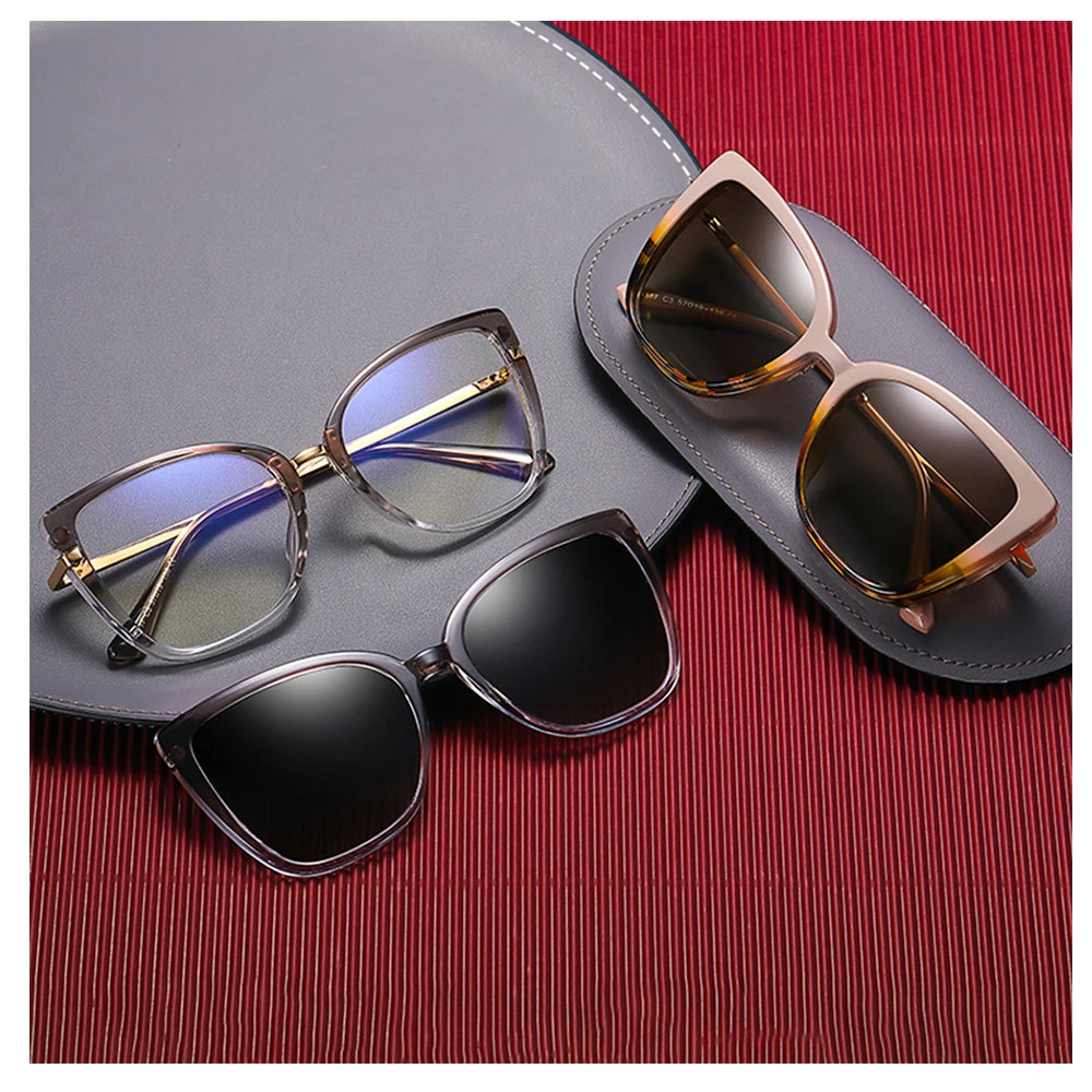 Sparloo 95317 Women's 2-in-1 Magnetic Sunglasses New Tac Polarized Blue Light Blocking Clip-On Glasses with Gradient Lenses