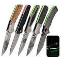 2025 New Design Glow in the Dark Pocket Knife Naturally Brightening Wood Handle Camping Outdoor Hunting Luminous Folding Knife
