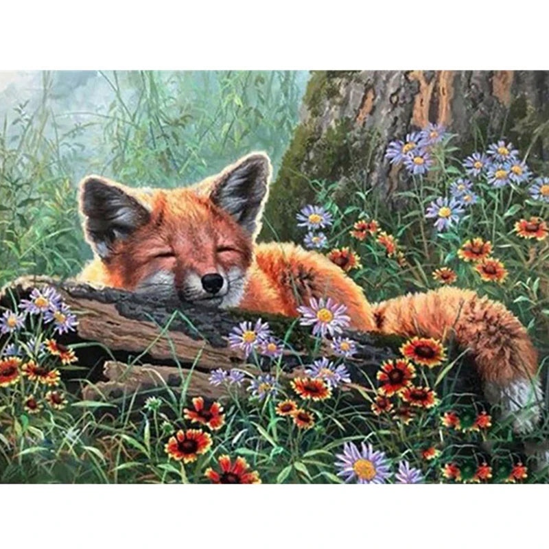 Factory Wholesale Jungle Fox 5D Diamond Painting Kits Animal Diamond Embroidery Mosaic Cross Stitch Wall Art Landscape Printed