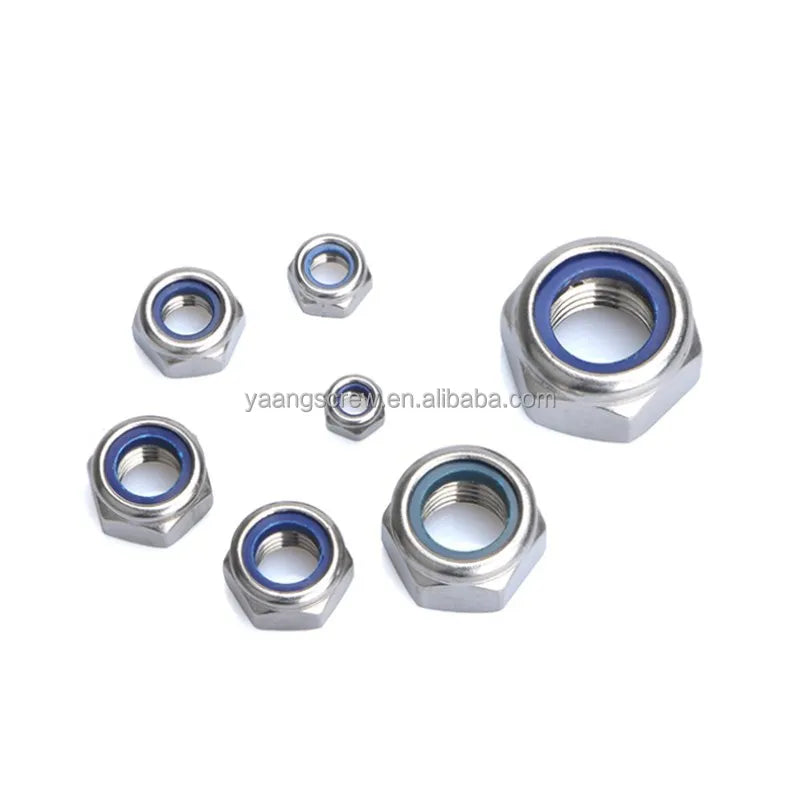 China Custom Metal Carbon Steel Din985 M3 M4 M5 M6 M8 M10 M12 Nyloc Nuts M1.4 Round Head Hex Self Nylon Insert Lock Nut