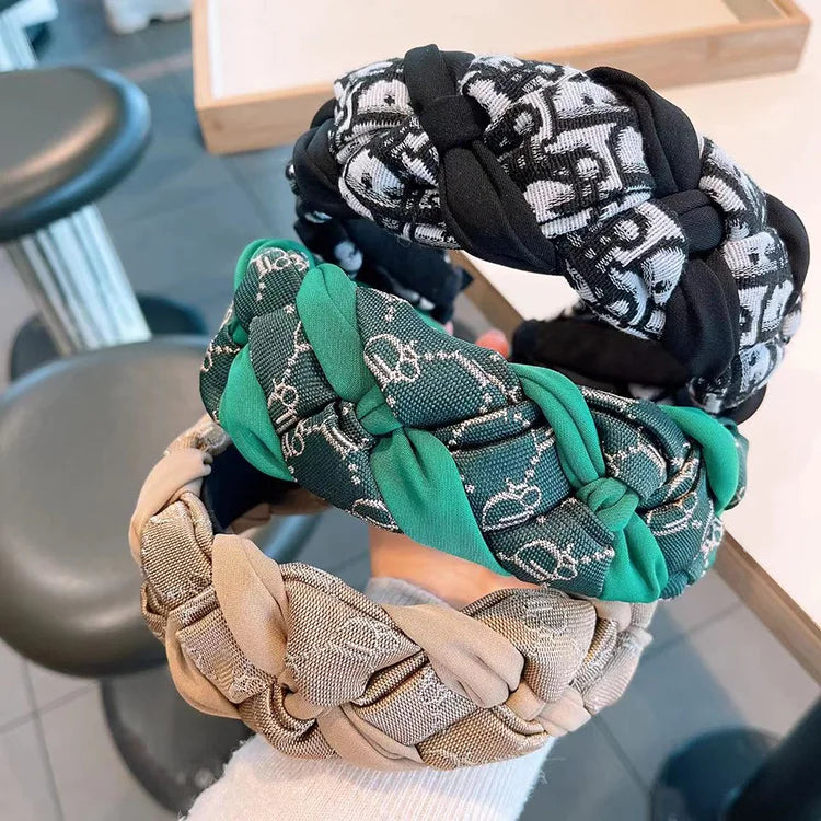 French Retro Twist Braid Wide Version Headband for Ladies Elegant Hair Accessories for Cloth Braids