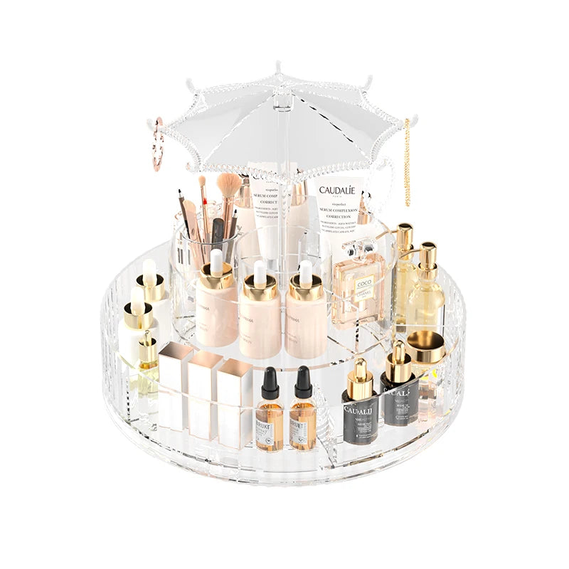 Rotatable Plastic Jewelry Display Storage Box Cosmetic Storage Holder Makeup Jewelry Organizer