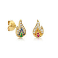 LOZRUNVE Trendy Jewelry 925 Sterling Silver Small Rainbow Orange Flame Stud Earring
