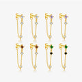 FUAMAY Aretes White Purple Brown Green Zircon 925 Silver Tassel Drop Earrings for Women