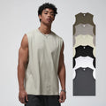 Men's Casual Breathable Quick Dry Anti-Pilling for Wash Printed Solid Tank Top Polyester Cotton Knit Summer Loose Design