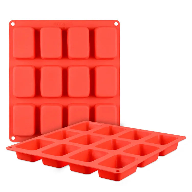 12-Cavity Rectangular Non-Stick Food Grade Silicone Chocolate Jelly Mould Brownie Cake Baking Mold Cake Tools