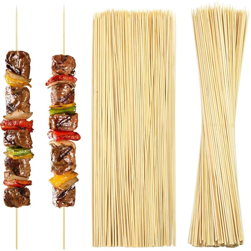 Newell Wholesale Eco-friendly Biodegradable Kebab Sticks Maker Export Standard 25cm BBQ Round Bamboo Skewers with Custom Logo
