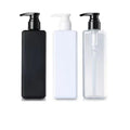 Wholesale 300ml 500ml PET Square Refillable Black Shampoo & Body Wash Bottle Pressure Pump Head Plastic Packaging for Lotion Use