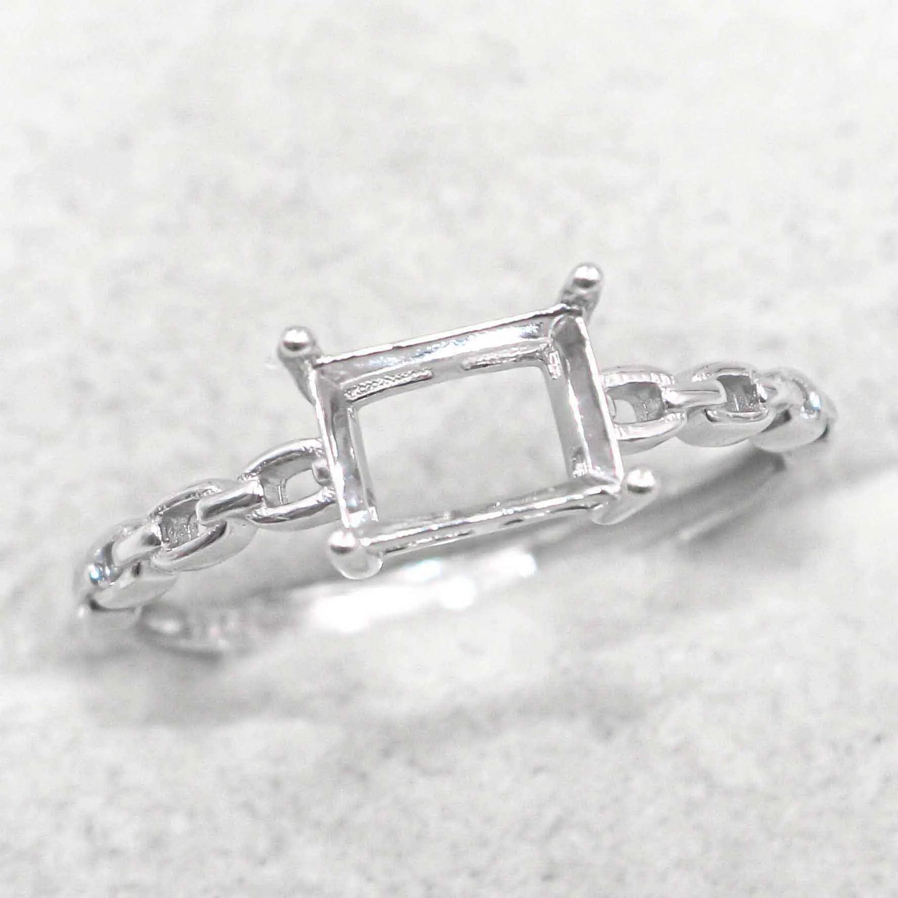 Sterling Silver 5*7/6*8/7*9mm Semi Mount Ring Empty Frame Blank Support Claws Setting Base Without Center Stone for DIY Inlay