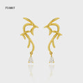 FUAMAY18K Gold Plated Swallow Humming Bird Earrings Big Animal Bird Stud Earrings