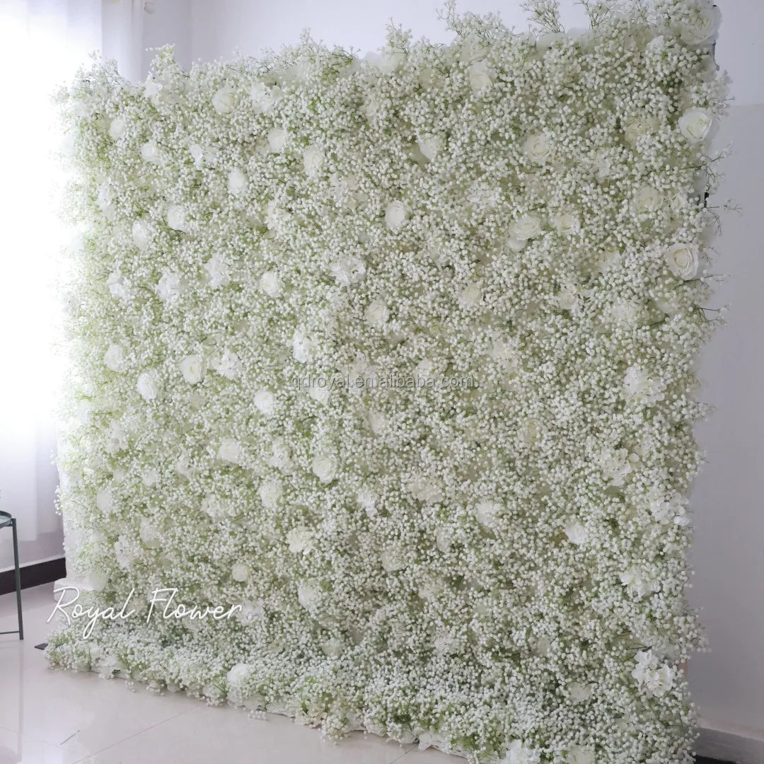 Factory Discount Decoration Flower Panels Floral Blue Pink Rose Artificial Flower Wall Wedding Backdrop
