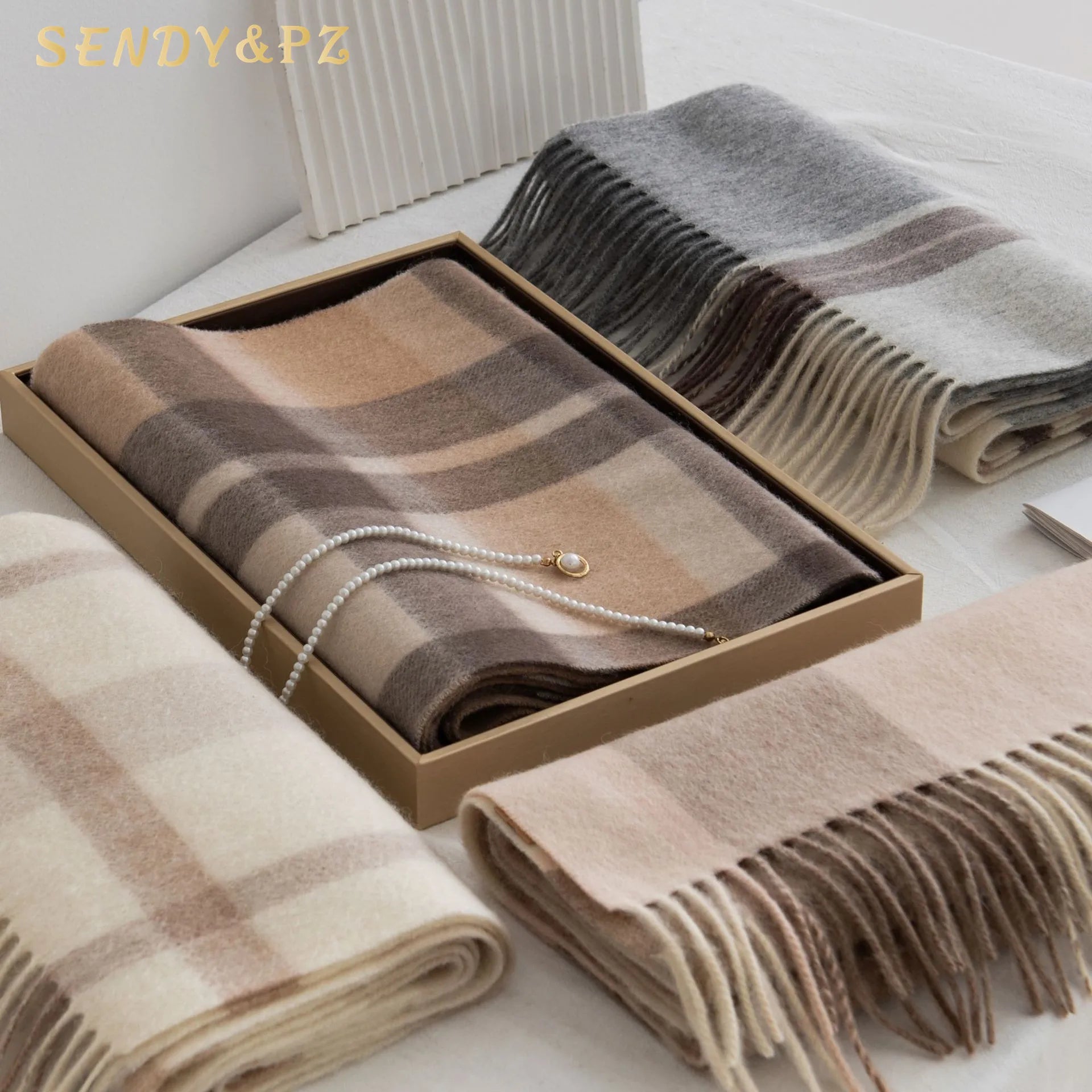 New Hot Selling Thick Soft Plaid Colour Wool Scarf Fashion Women Winter Warm Tassels Scarf 180*30cm