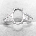 Sterling Silver 8*11mm Semi Mount Ring Empty Frame Blank Support Setting S925 Base Holder Without Center Stone for DIY Inlay