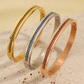 European and American Non Tarnish Retro Simple Chain Inlaid Stainless Steel Bangles Bracelets 2024 for Women
