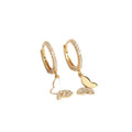 Trends Sterling Silver Gold CZ Pave Huggies Hoop Women Cubic Zirconia Butterfly Earrings 925 Silver