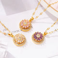 SC TikTok Spinning Anxiety Necklace Stainless Steel Lip Chain Necklace Creative Rotating CZ Diamond Sunflower Necklace for Women