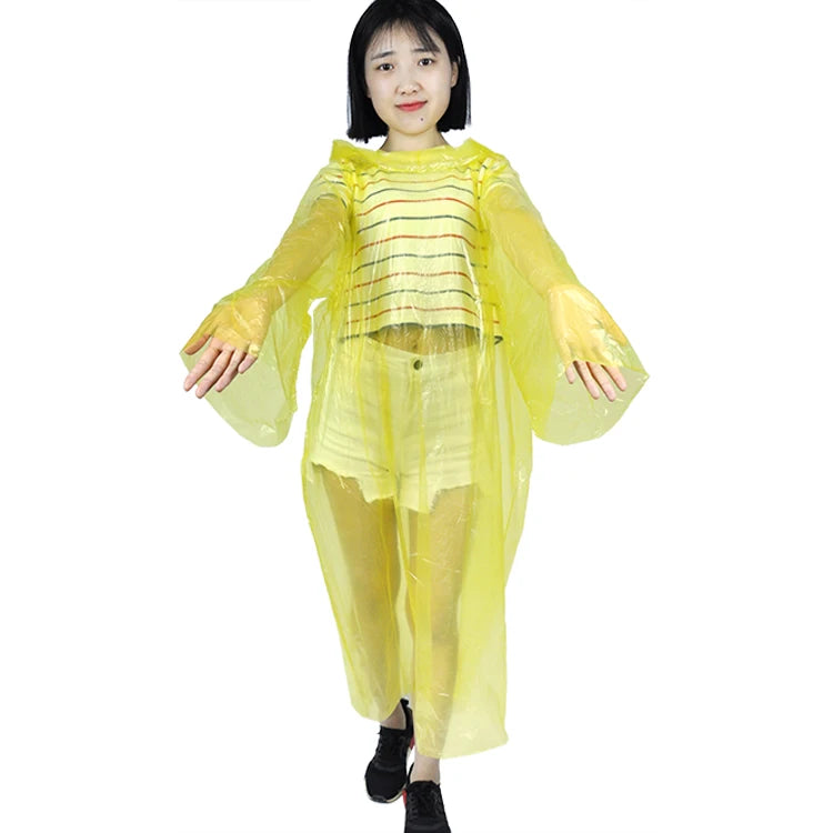 New Lady Women Raincoat Colorful Transparent Print Logo Lightweight Waterproof PE Plastic Rain for Poncho for Girls