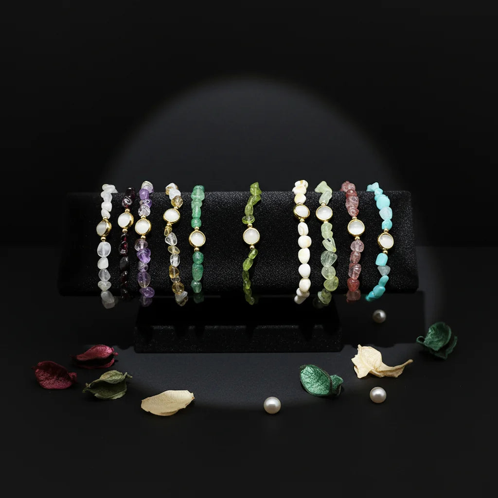 6*8mm Wholesale Natural Gemstone Bracelets Irregular Chip Stone Beads Stretch Bracelet for Women