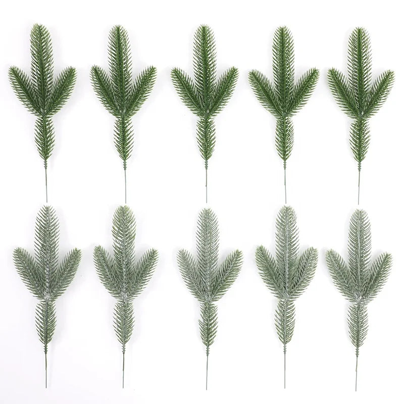 New Arrivals Plastic 3 Forks Single Branch Artificial Plants Pine Needles for Christmas Decor