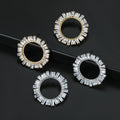 Wholesale Gold Plated Crystal Geometric Earrings Women Shiny Cubic Zirconia CZ Round Drop Earrings Bridal Jewelry