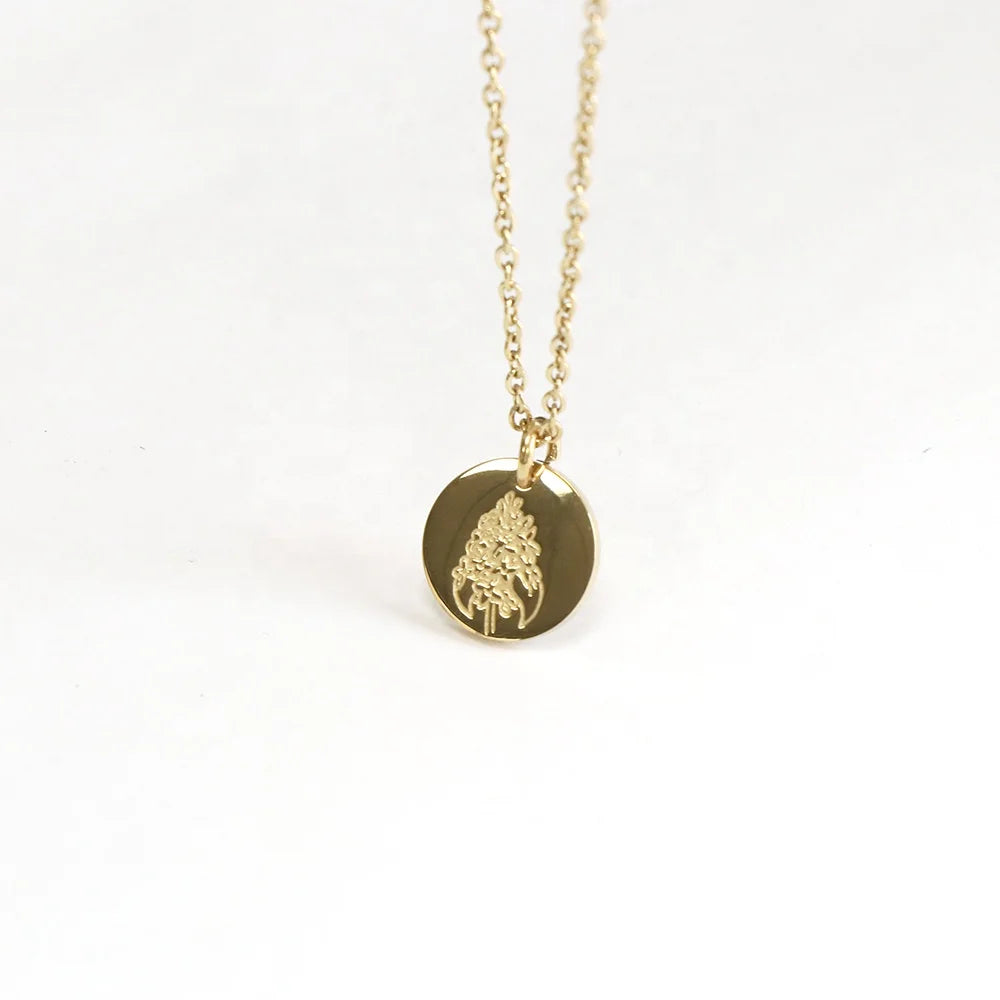 Minimalist Women Jewelry 14K Gold Plated Mini Floral Necklace Wildflower Necklace Lilac Necklace for Her