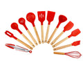 Kitchen Set Silicone Utensils Set of 13 Pieces Silicone Cookware for Cooking and Baking Set with Wood Handle