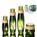 Green Luxury Cosmetics Glass Bottle Set 50g Cream Jar Facial Toner Bottle 100ml Serum Pump Bottle