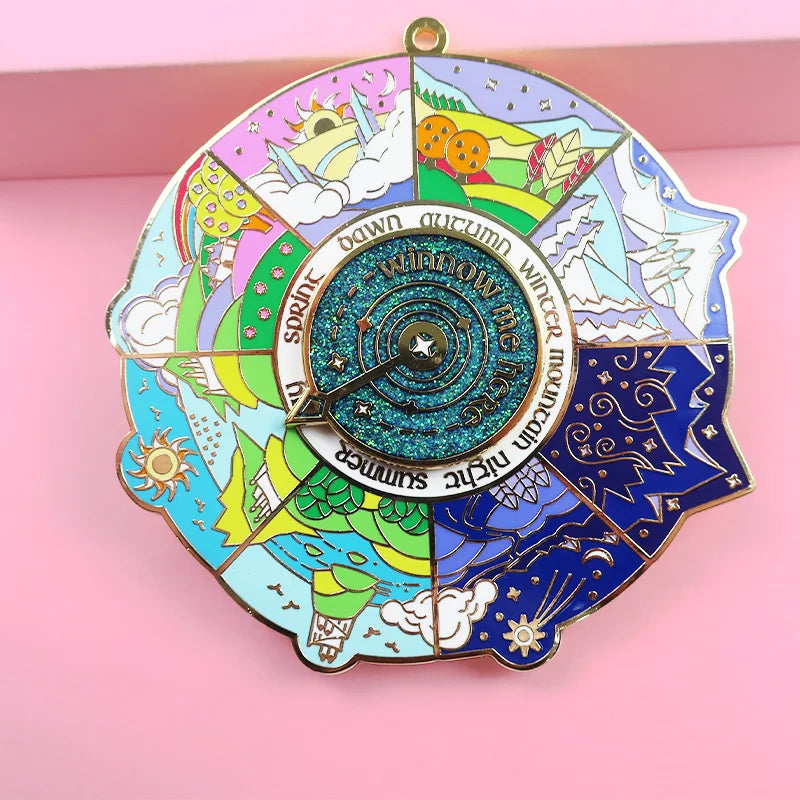Custom Metal Brooch Pin Glitter Spinning Lapel Pin Badge Spin Enamel Pin