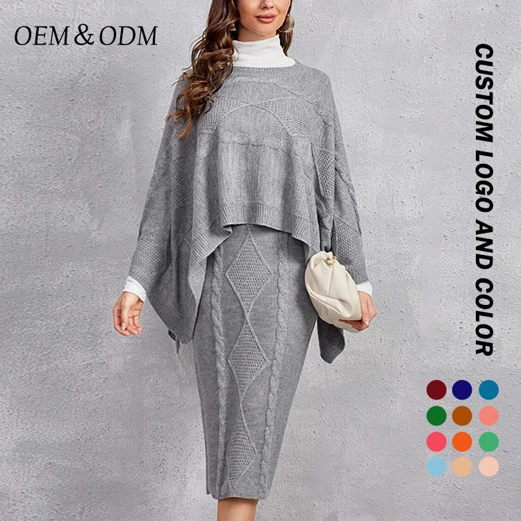 Custom Ladies New Shawl Crew Neck Sweater Cotton Comfortable Casual Shawl Suit Supports Custom Color Logo Poncho Sweater