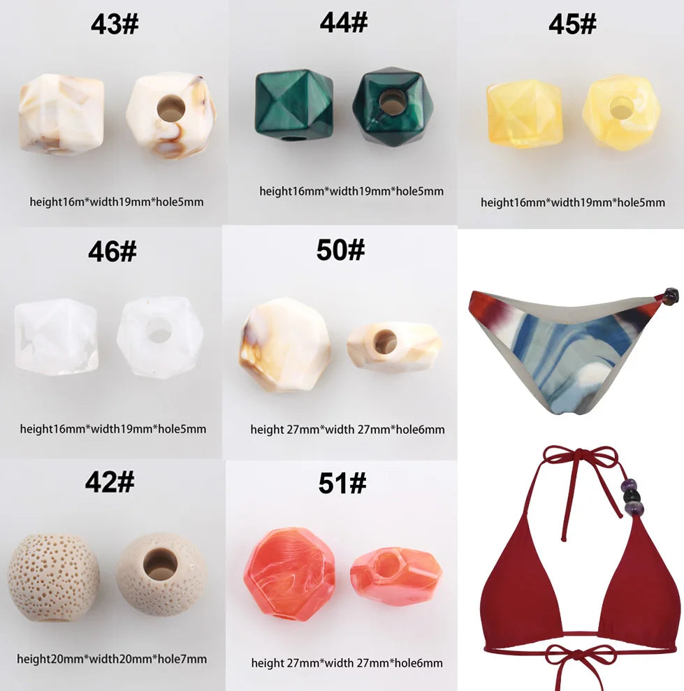 Chlorine Resistant Gold Garment Beads Resin Large Bead Swimwear Waterproof Beaded Strips For Swimwear