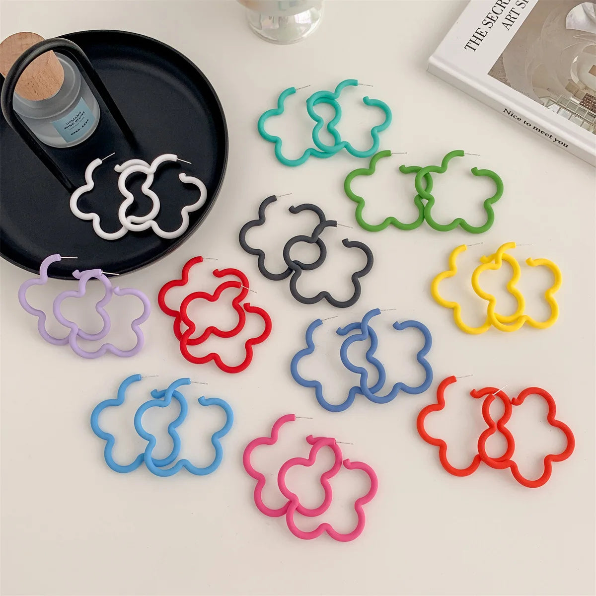 Wholesale Candy Color Big Flower Earrings Sweet Acrylic Earrings Custom Flower Earrings for Women