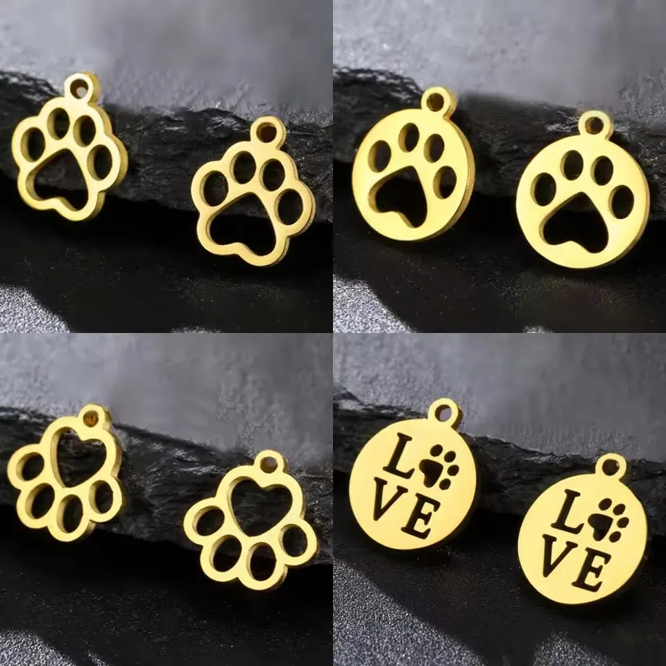 DAIHE Fashion Jewelry Pendants Charms Cute Cat Dog Paw Stainless Steel DIY Pendant Accessory