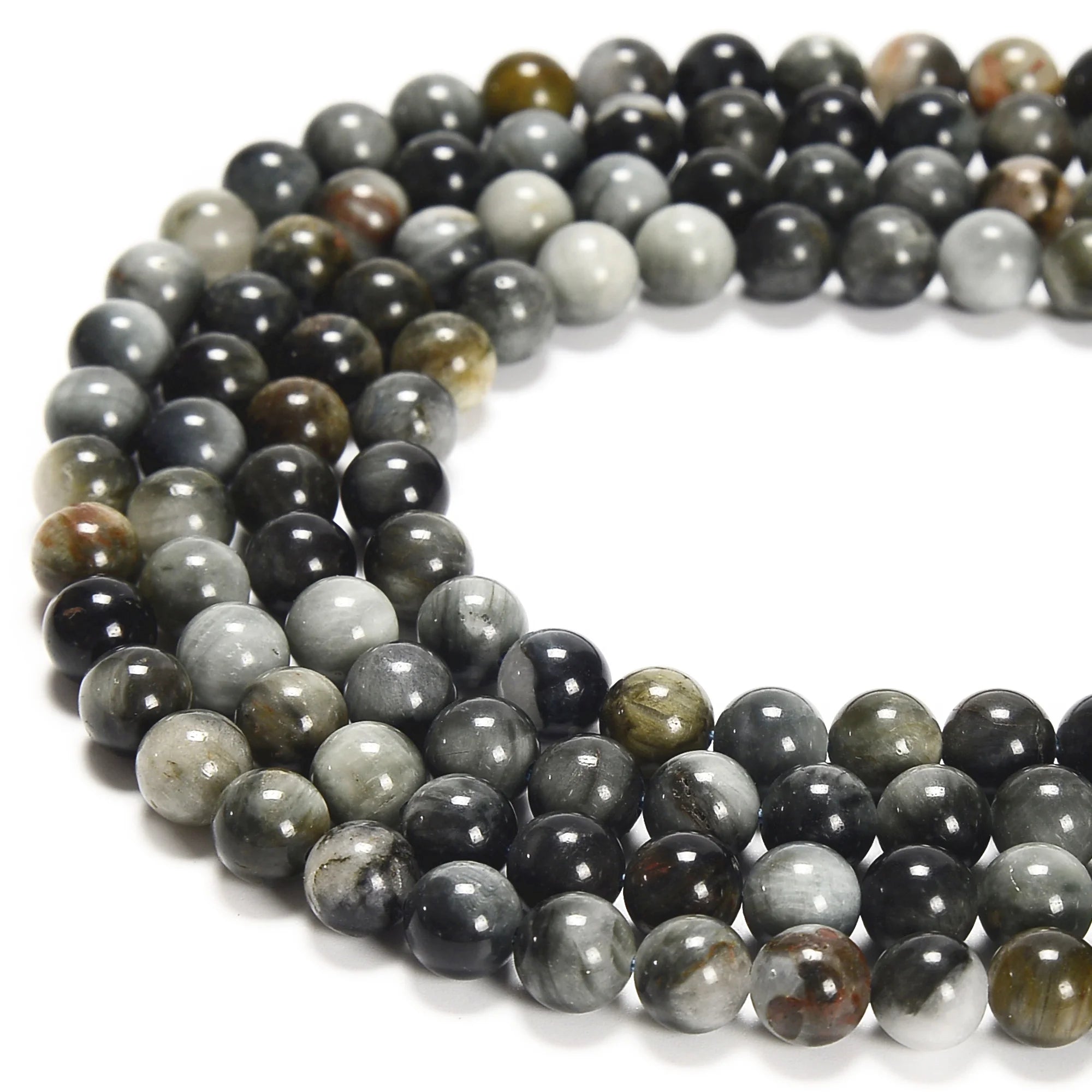 Loose Bulk Multicolor Eagle Eye Agate Ivory Green Amazonite Bead Strands Round Stone Beads for Jewelry Making 6mm 8mm 10mm 12mm