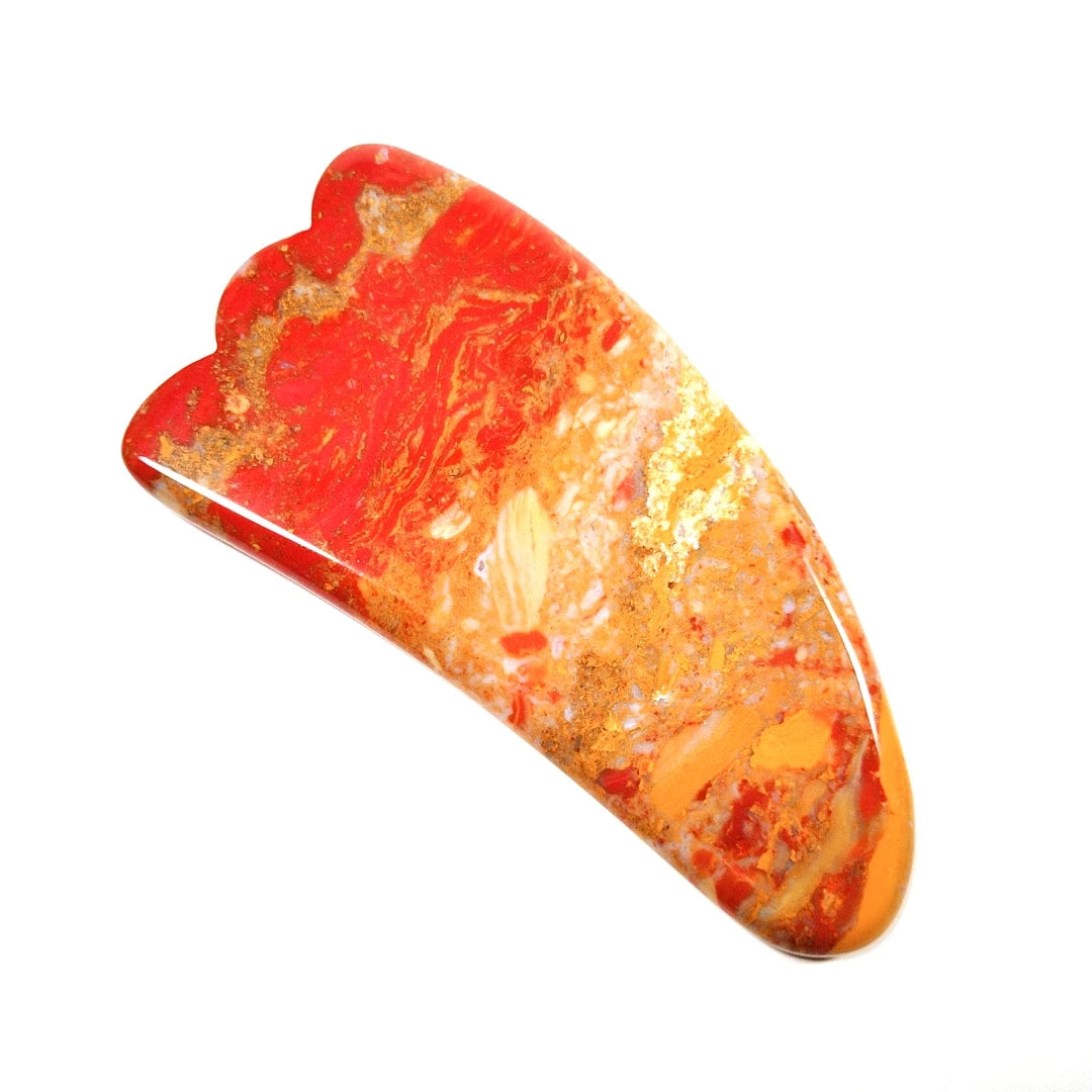 Huiying Natural Polished Scraper Claw Chinese Mookaite Jasper Face Gua Sha Tools for Face Neck Back Massage