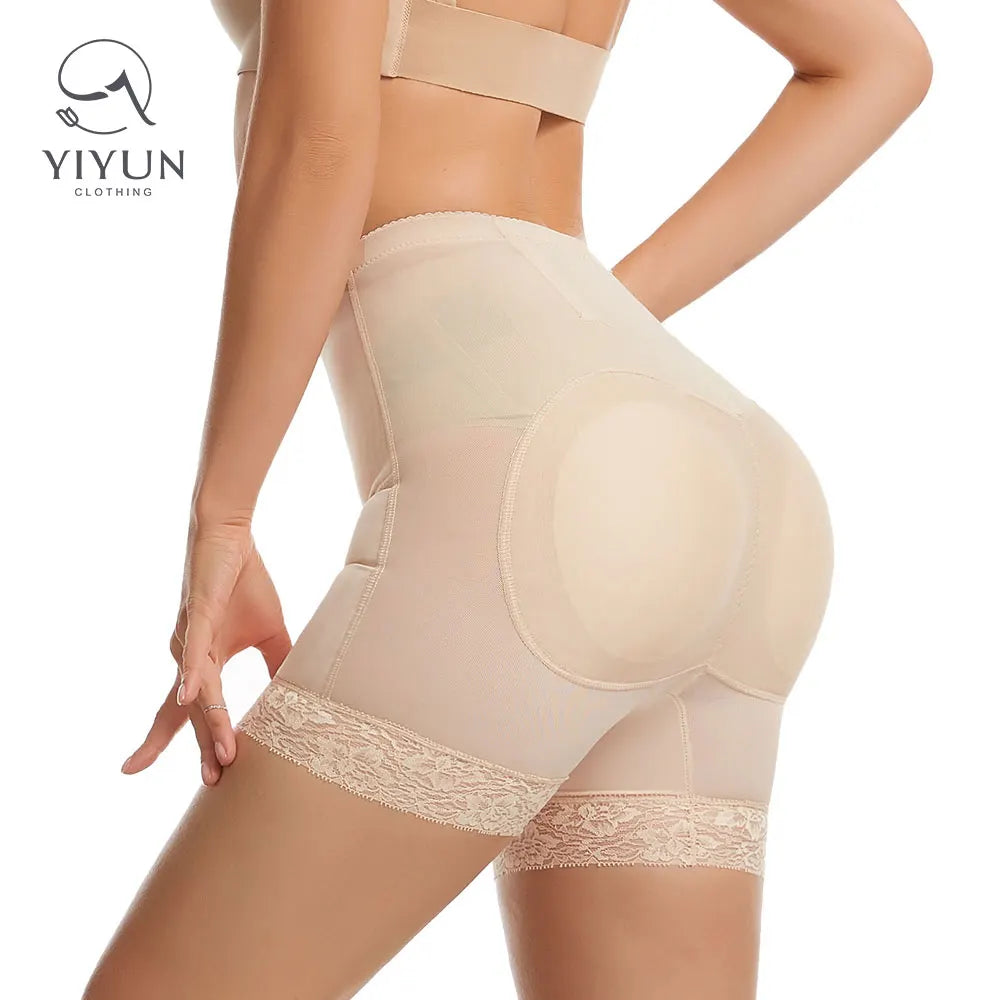 YIYUN Women's Breathable Butt Lifter Underwear Lace Shorts Sponge Padding Body Shaping Pants Hip Enhancer Control Panties for