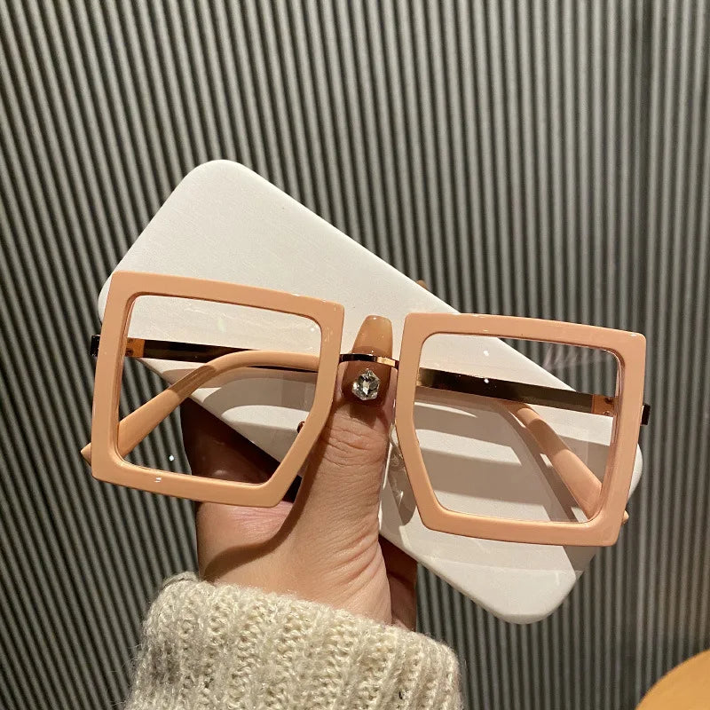 1329 Rough Frame Large Square Anti-blue Light Glasses 2023 Oversized Eyewear Frames Optical Computer Eyeglasses for Women